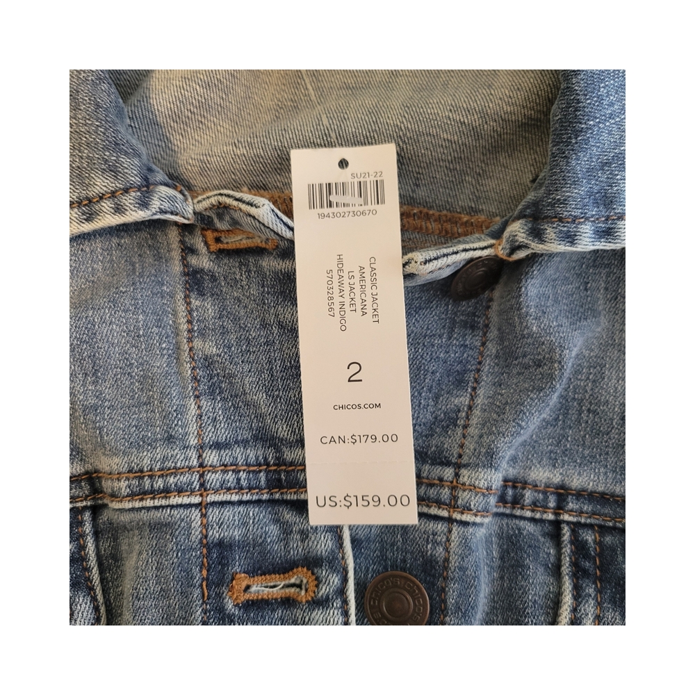 Chico's Blue Jean Jacket Relaxed Fit Timeless Design - Picture 8 of 13